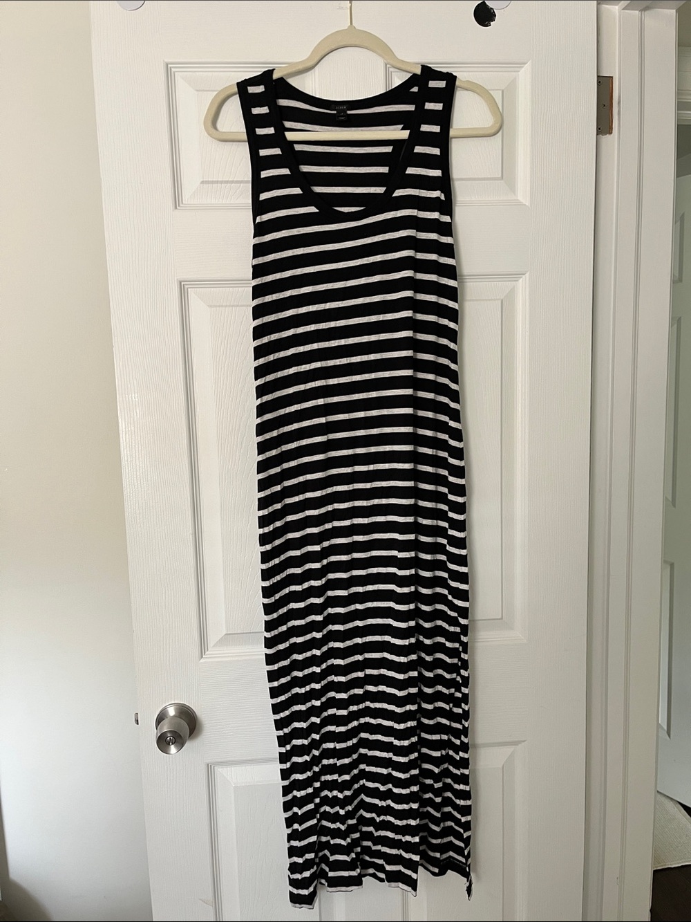 Sleeveless Racerback Black and White Striped Maxi Dress